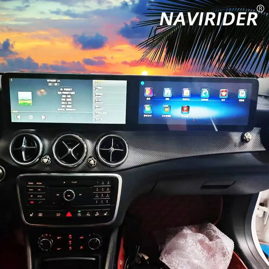 For Mercedes Benz GLA  A Class B Class A45 2013-2023 Dual Screen Android 12.3+12.3inch Car Multimedia Video Player Carplay GPS