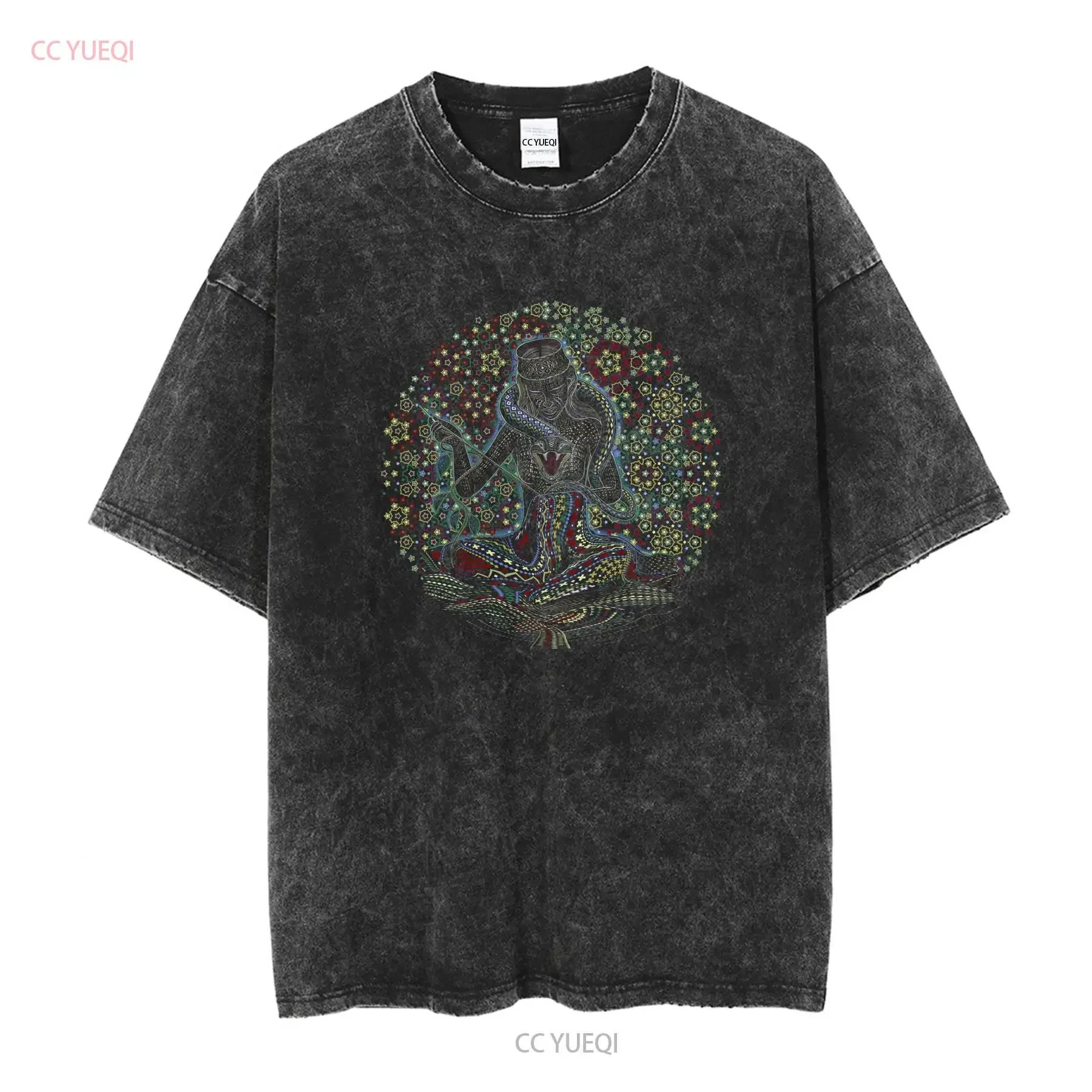Shipibo psychedelic T Shirt Сlothing mens Sacred Geometry Burning Man Trance SONG WEAVING long or short sleeves vintage Washed