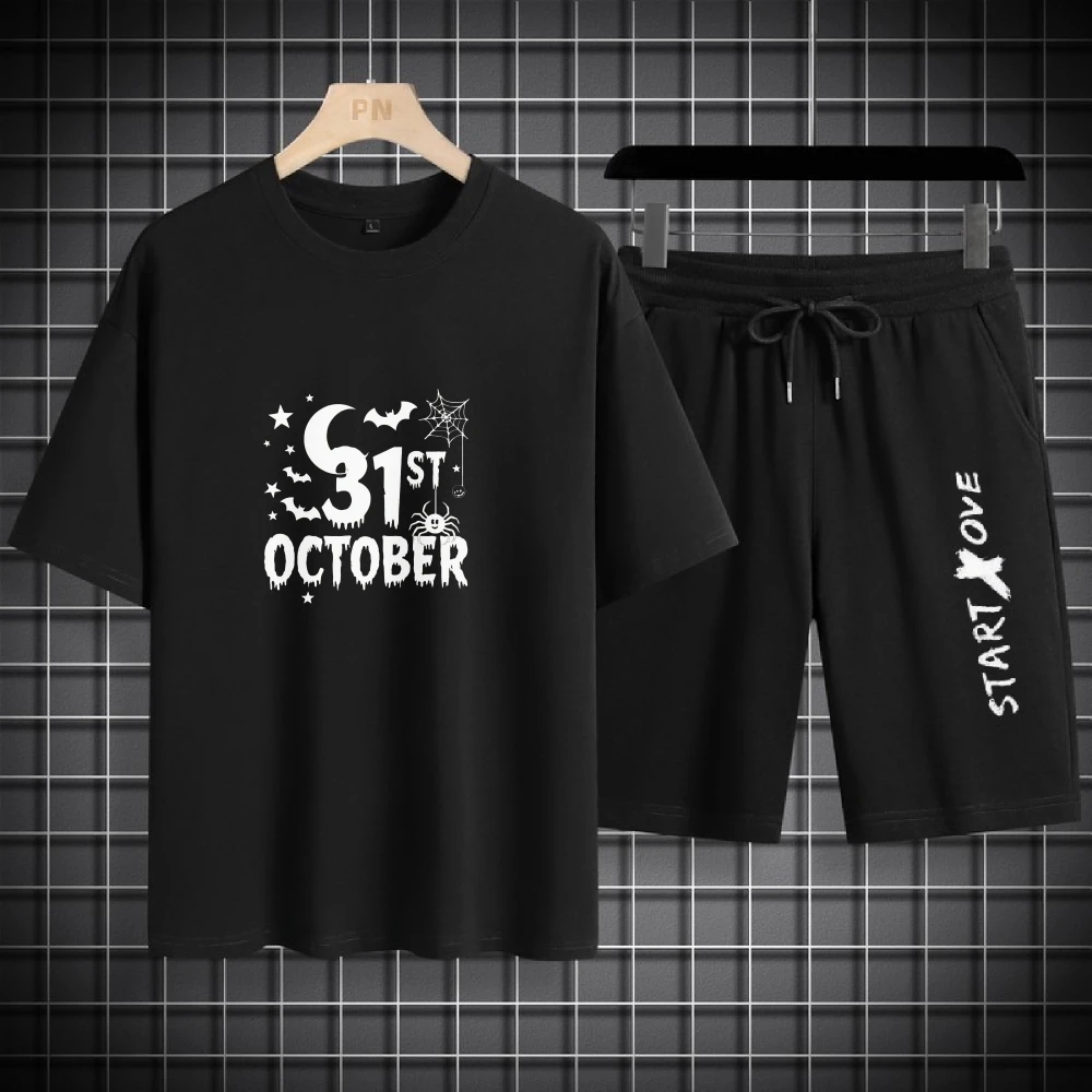 

2025 мужская капельная одежда, мужские спортивные комплекты из двух предметов, летняя повседневная одежда, удобные легкие футболки с 31 лунным принтом, спортивные костюмы