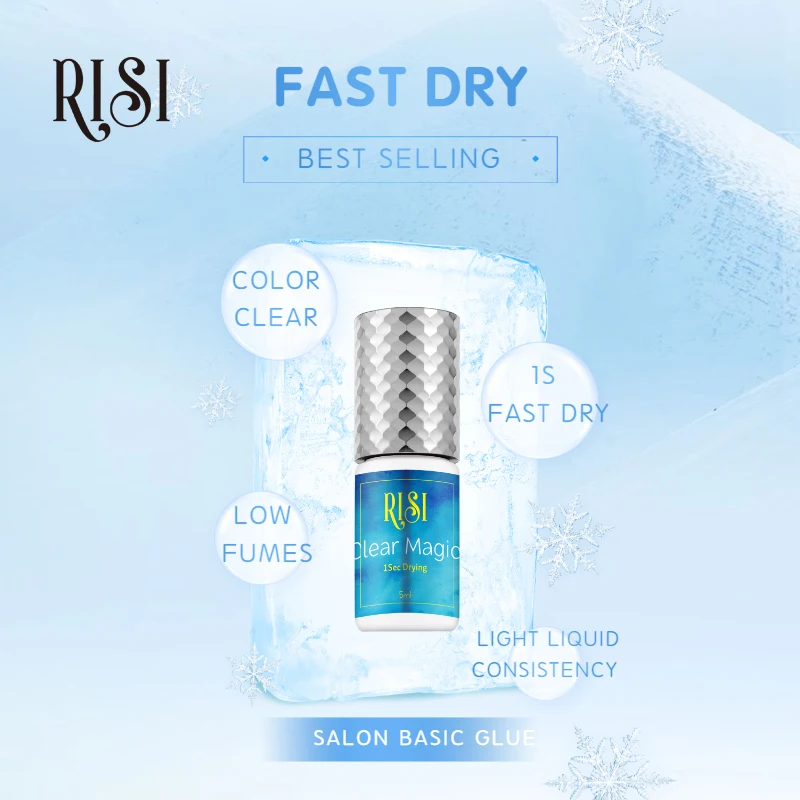 Free RISI Professional 1-2 Seconds Fast Dry Transparent Glue Lashes Lash Extension Glue Lash Supplies Strong Clear Lash Glue