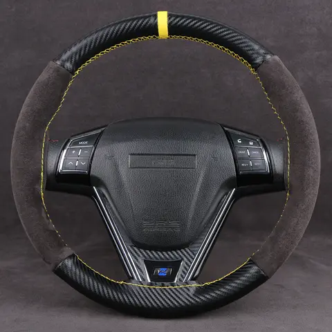 Four Seasons Universal 38cm Car Steering Wheel Cover Carbon Fiber Collocation Suede Leather Wear Resistant DIY Car Accessories