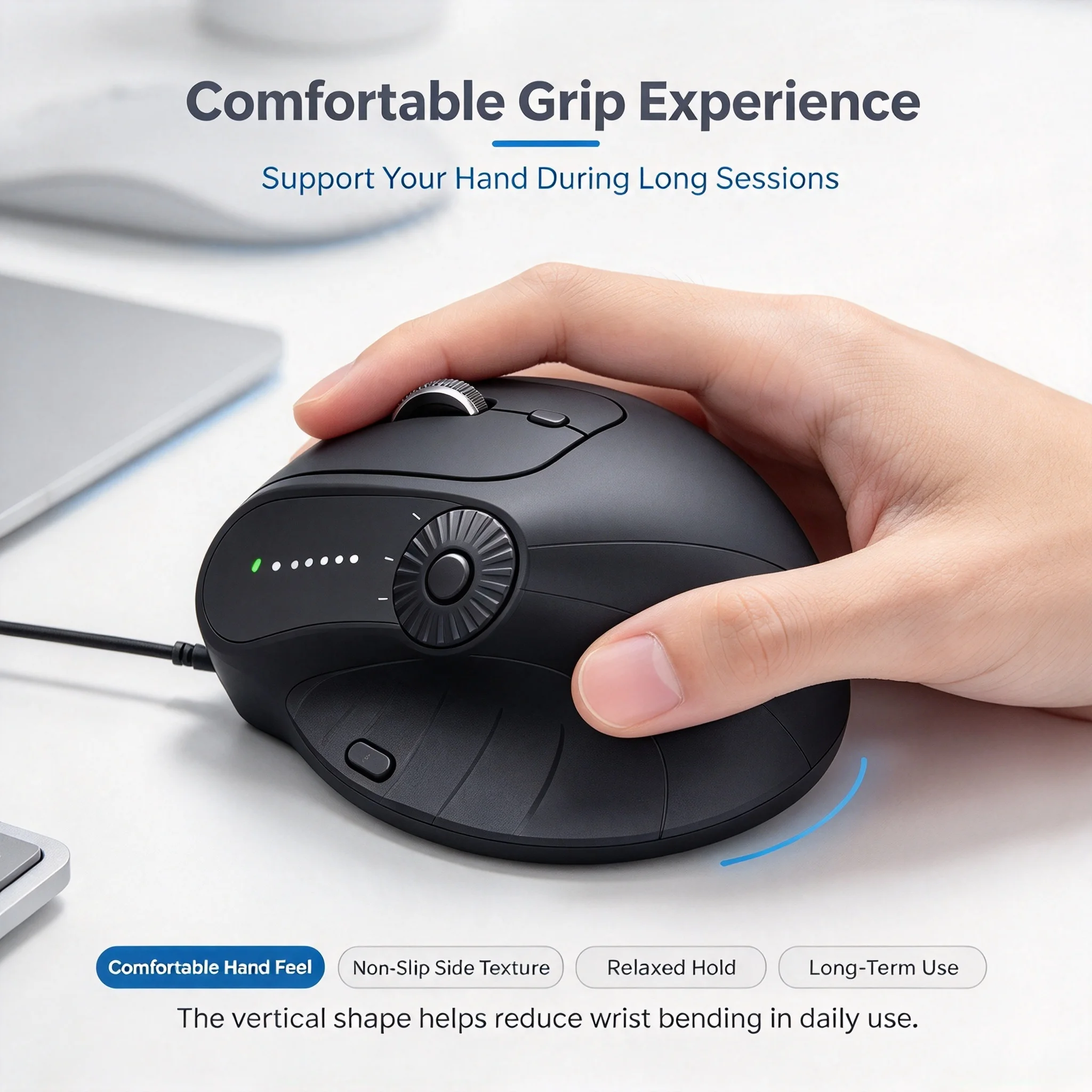 Wireless 2.4G Bluetooth Dual-Mode Vertical Mouse Ergonomic Silent Click Rechargeable Optical Mouse For PC Computer Laptop Tablet