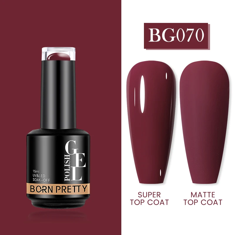 BORN PRETTY Coffe Dark Brown Color Gel Nail Polish Autumn Winter Series Soak Off Semi Permanent Matte Top Coat Nail Art Varnish