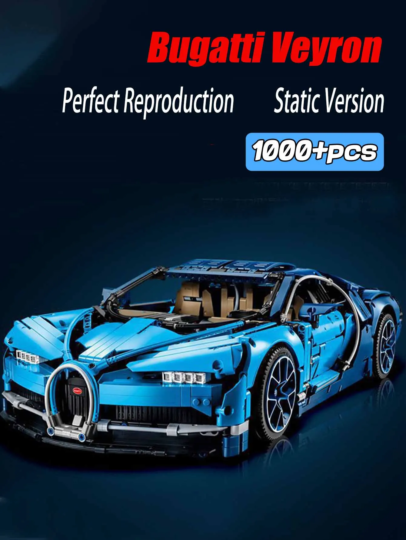 

Bilibili Animation Blue Sports Car 1000+pcs Building Blocks Mechanical Assembly Model Car Toy (Static Version)