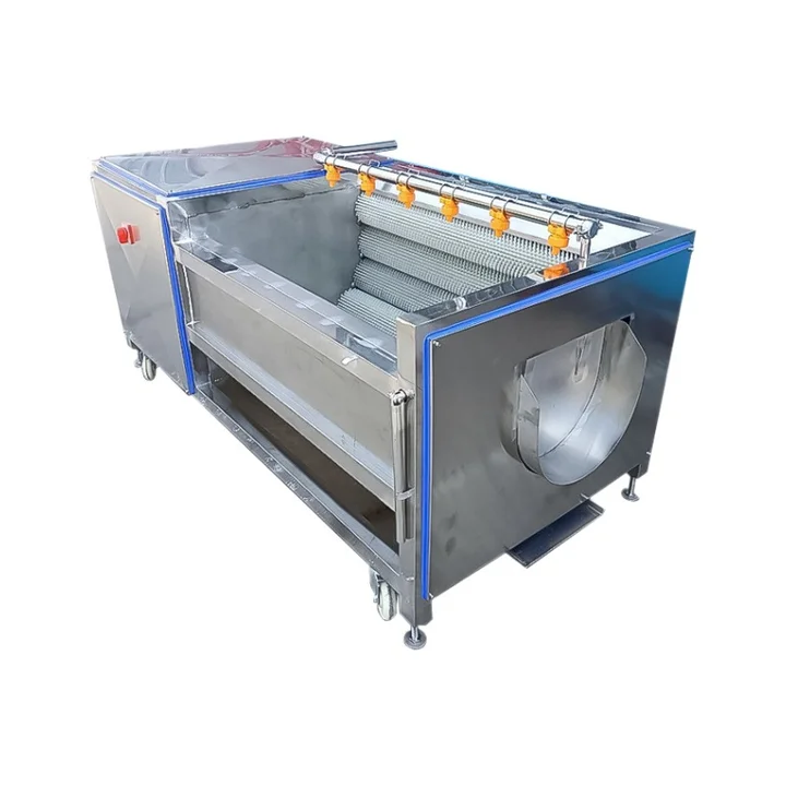 Elektryczna przemysłowa maszyna do czyszczenia i obierania warzyw korzeniowych, marchwi, batatów, owoców i warzyw.