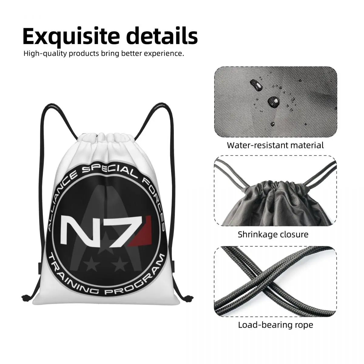 Custom Alliance Mass Effect N7 Drawstring Sacos Das Mulheres Dos Homens Leve Jogo De Vídeo Esportes Ginásio Mochila De Armazenamento