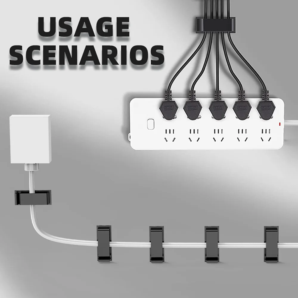 10Pcs Self Adhesive Cable Management Clips Cable Organizers Wire Clips Cord Holder for TV PC Ethernet Cable under Desk Home Off