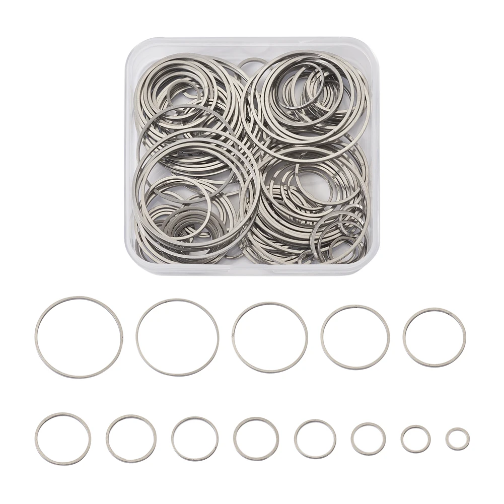 

130Pcs 8mm-37mm 304 Stainless Steel Linking Ring Round Ring Circle Hoop Connectors Earring Charm Frame For DIY Jewelry Making