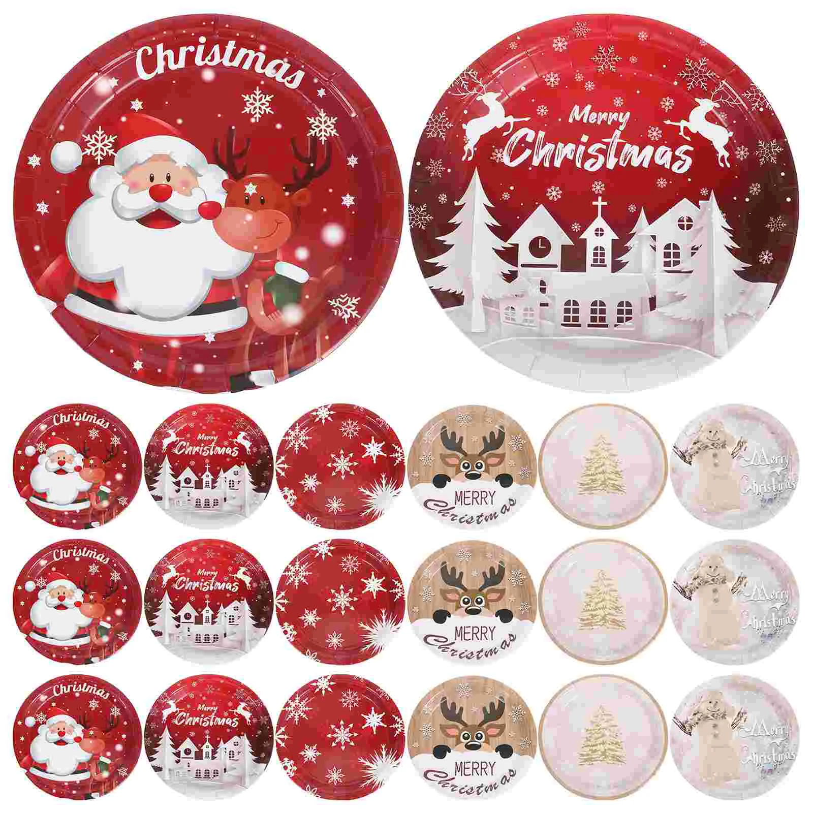 

Christmats Plate Christmas Party Plates Dinnerware Snowman Paper Disposable Cake Topper Tree