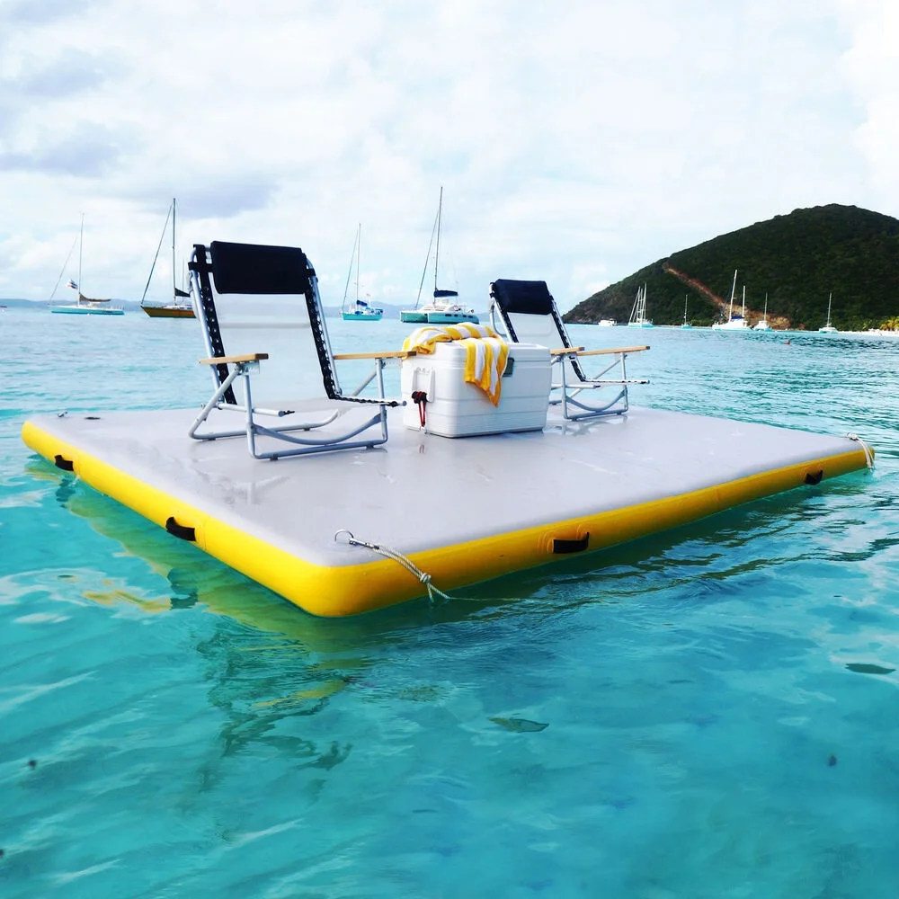 Cheap Price Drop Stitch Inflatable Water Floating Platform Inflatable Docks Inflatable Raft Water Pad Air Floating Islands Mat