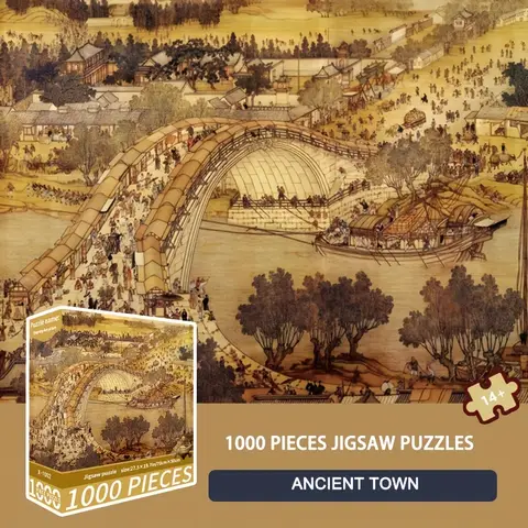 50cm X 70cm，Large 1000pcs Adult Jigsaw Puzzle -qingmingshanghe Picture Chinese Ancient Town, 1000pcs Paper Jigsaw Puzzle