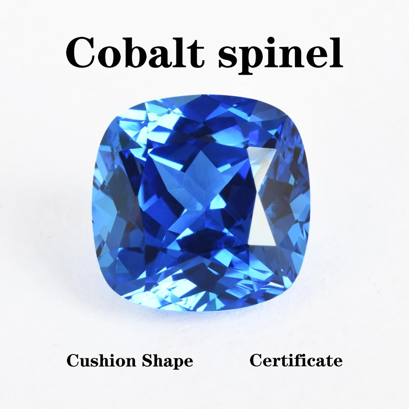 

Lab Grown Cobalt Spinel Square Cushion Shape DIY Ring Necklace Earrings Main Materials Charms Gemstone Shiny Quality Certificate