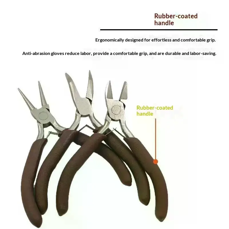 Jewelry Making Pliers Rubber Multifunctional Hand Tool Needle Nose Round Wire Cutters For Beading Wire Wrapping DIY Craft Making