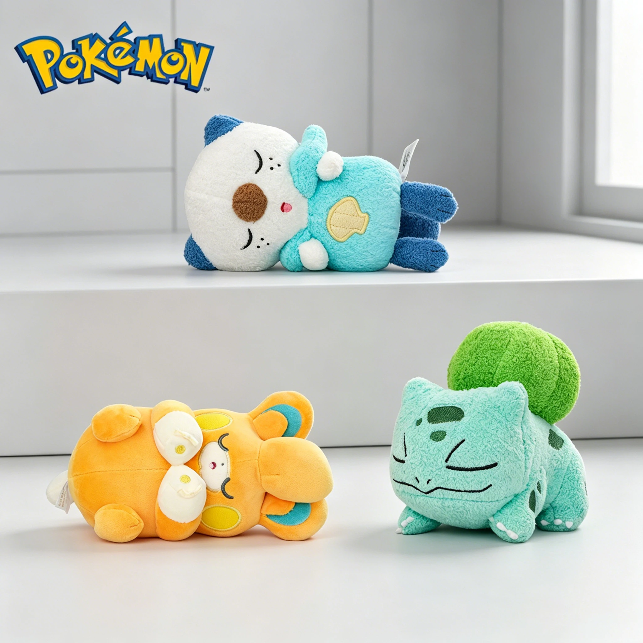 Kawaii Sleep Series Pokemon Plush Doll Oshawott Pawmi Bulbasaur Fluffy Stuffed Animal Toys Anime Desk Ornament Collectible Gifts