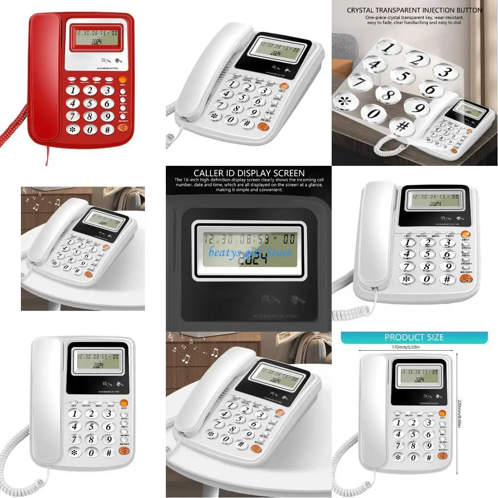 C7AB Corded Desk Phone Fix Landline Phone For Office & Residential Clear Sound