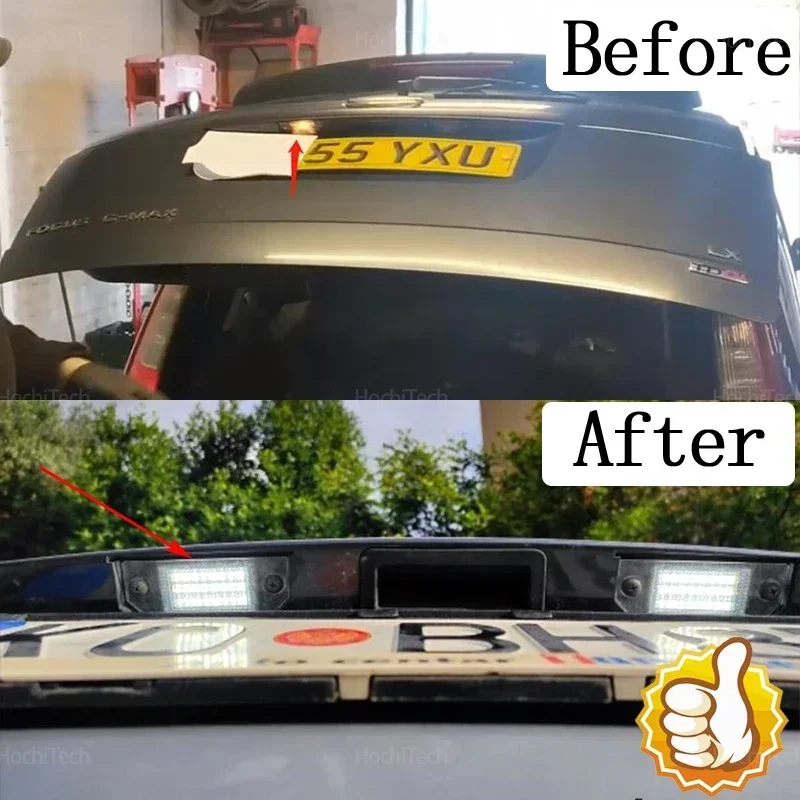 2PCS LED Car License Number Plate Light For Ford Focus 2 MK2 2003-2008 C-MAX Car LED License Number Plate Light Lamp White Light