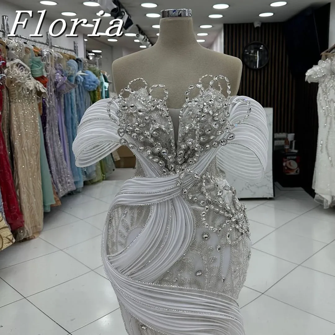 

2025 New Women's Off The Shoulder Mermaid Evening Prom Dresses With Crystals Sexy Beading Engagement Dress Customized