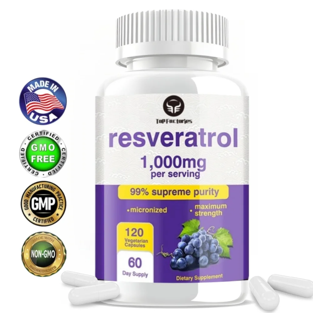 

Resveratrol 1000mg is a powerful antioxidant and trans resveratrol that promotes anti-aging and provides cardiovascular support