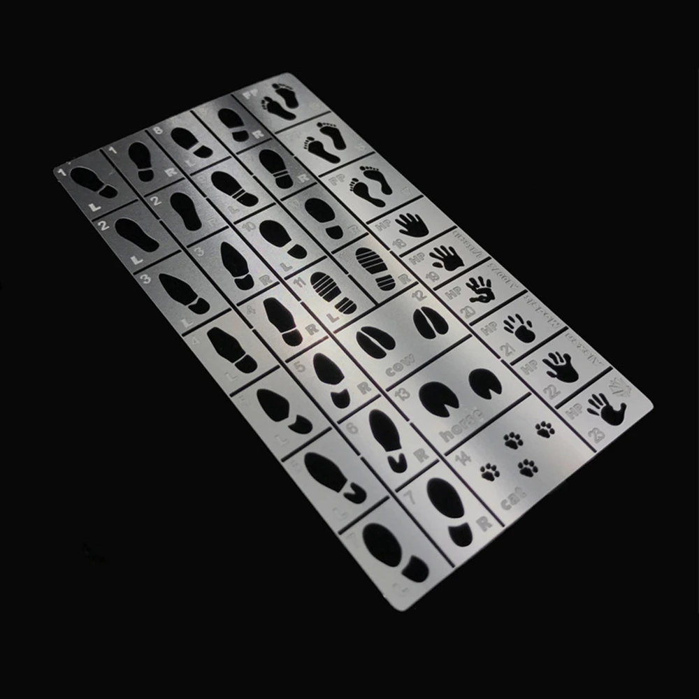 قالب الاستنسل رذاذ لوحة نموذج تسرب لوحة نسخ الإستنسل رذاذ اللوحة قالب الأحذية طباعة النخيل بصمة الحيوان