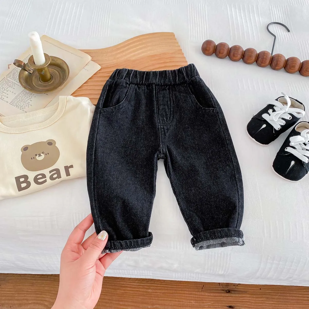 Korean Fashion Kid Jeans Baby Pants Boy Girl Autumn Casual Versatile Unisex Baby Jeans 1-6yrs