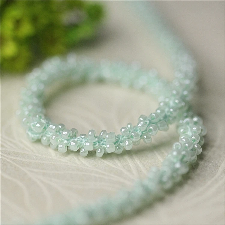 3meter price Color tube bead wire rope crystal acrylic glass beads lace diy hand woven accessories