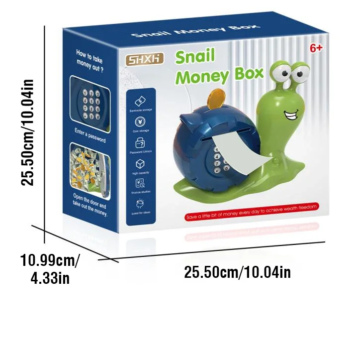 Piggy Bank Reusable Money Box Cute Snail Piggy Bank Toys Christmas Gifts for Kids Password Input for Helps The Habit of Saving