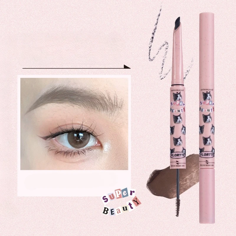 FLORTTE Double Ended Blade Eyebrow Pencil Long Lasting Waterproof Color Developing Fashion Eyebrow Cream Cute Things for Girls