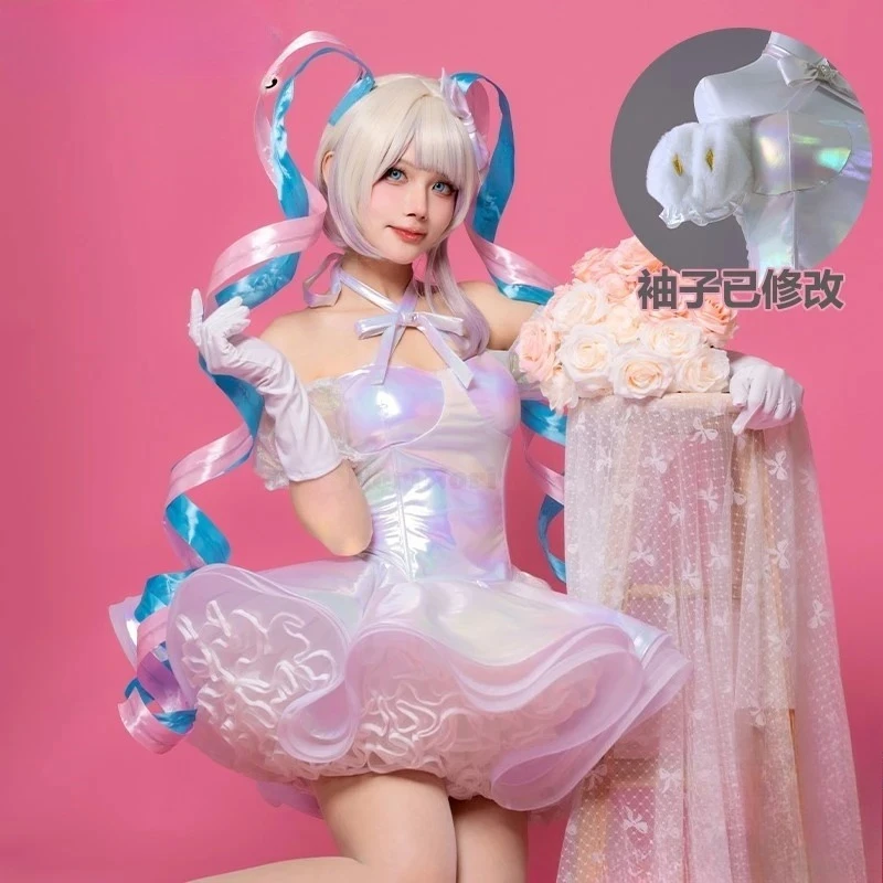 

NEEDY GIRL OVERDOSE KAngel Cosplay Costume Wig Streamer Overload Lolita Dress Shoes Outfit Women Laser Skirts Ribbon Ponytail