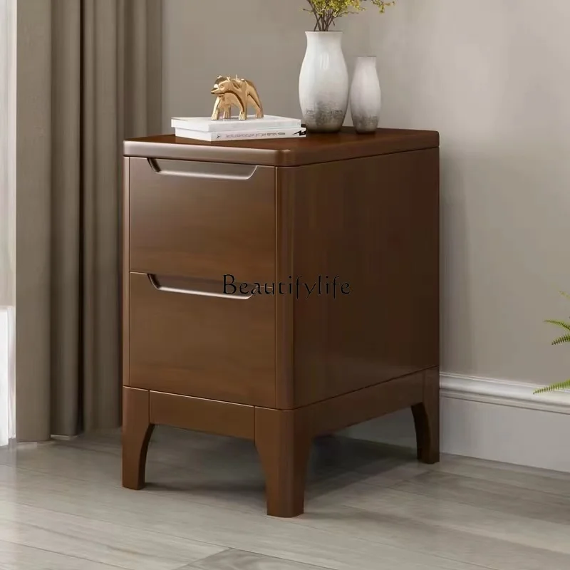 Solid Wood Ultra-Narrow Bedside Table Mini Full Bed Slit Storage Cabinet