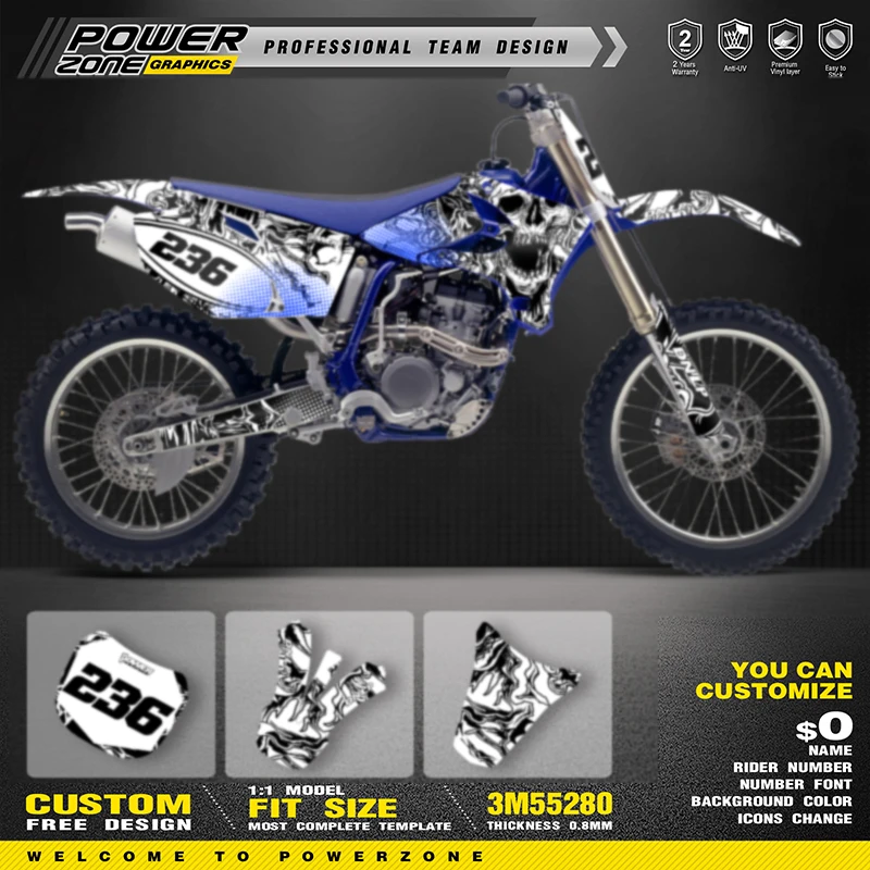 

PowerZone пользовательские графические фоны наклейки комплект наклеек для YAMAHA YZF250 YZF 450 2003 2004 2005 YZF 250 450