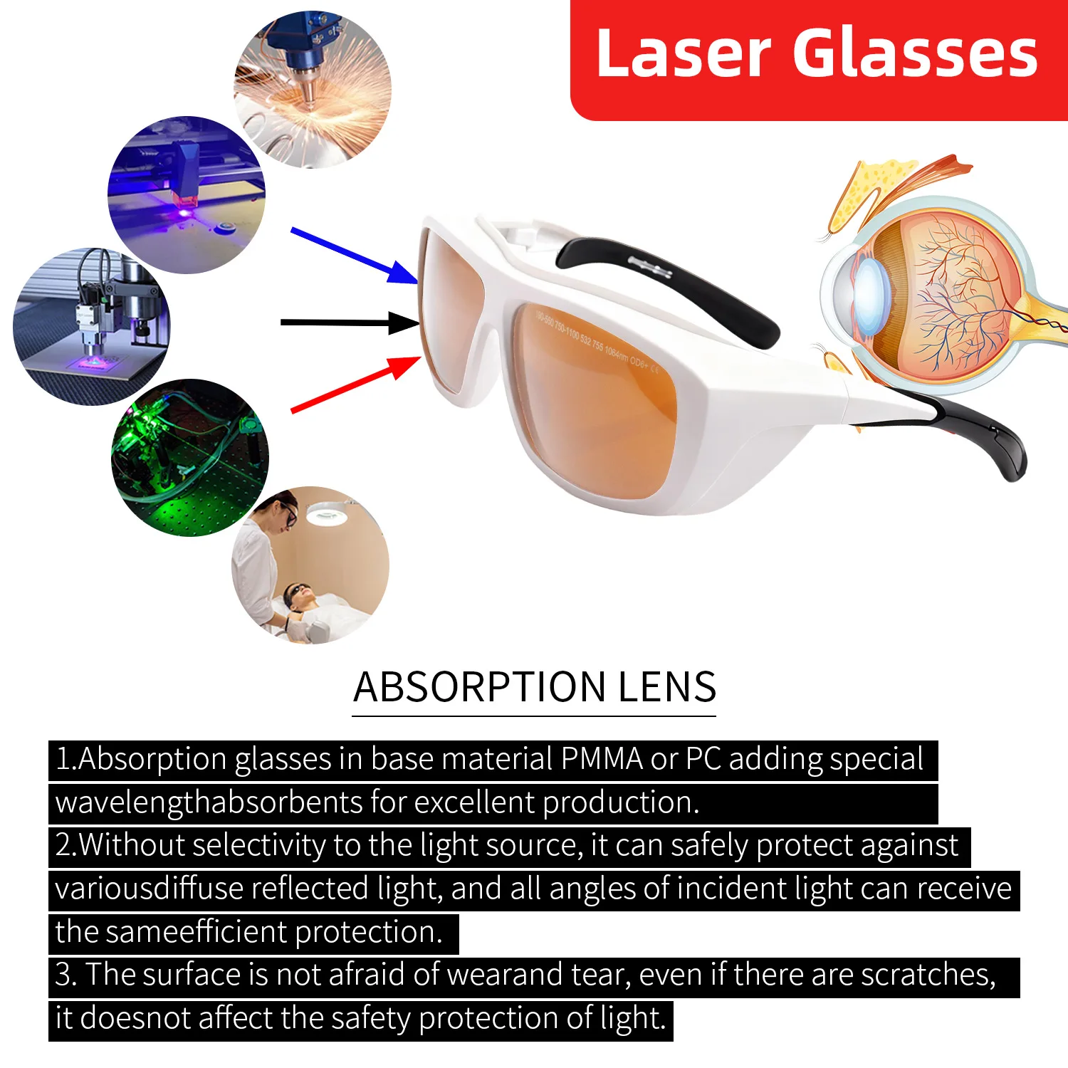 Laser Protective glasses 532nm 785nm 808nm 1064nm OD6 Laser Protection Laser Glasses Laser Safety Glasses IPL Glases