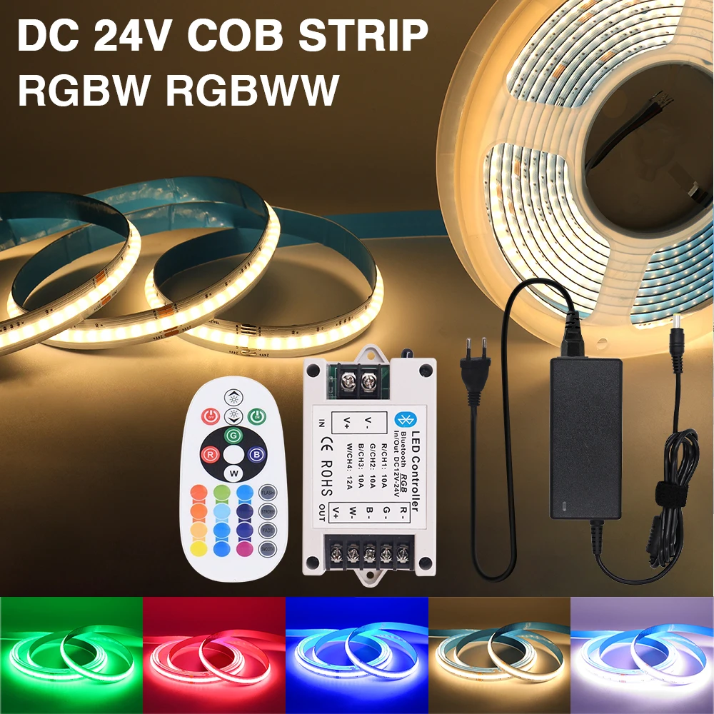 

DC 24V COB LED Strip RGBW RGBWW 784LEDs/M High Bright Flexible FOB Ribbon Tape Light Lamp 0.5M - 5M