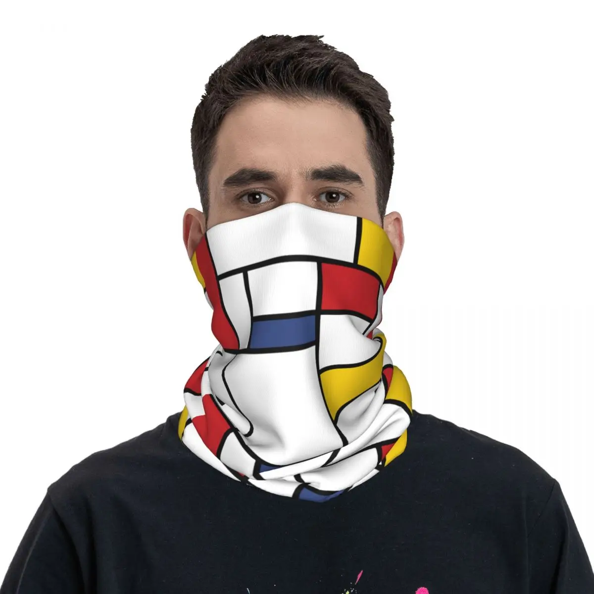 Colorful Geometry Mondrian Art Style Bandana Accessories Neck Gaiter Printed Abstract Geometric Balaclava Face Mask Scarf