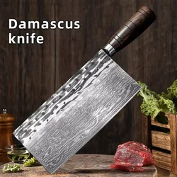 Damascus Steel Kitchen Bone Chopping Knife Heavy Knife Forged Cleaver Meat Kitchen Butcher Knife High Quality Chef Slicer Knife