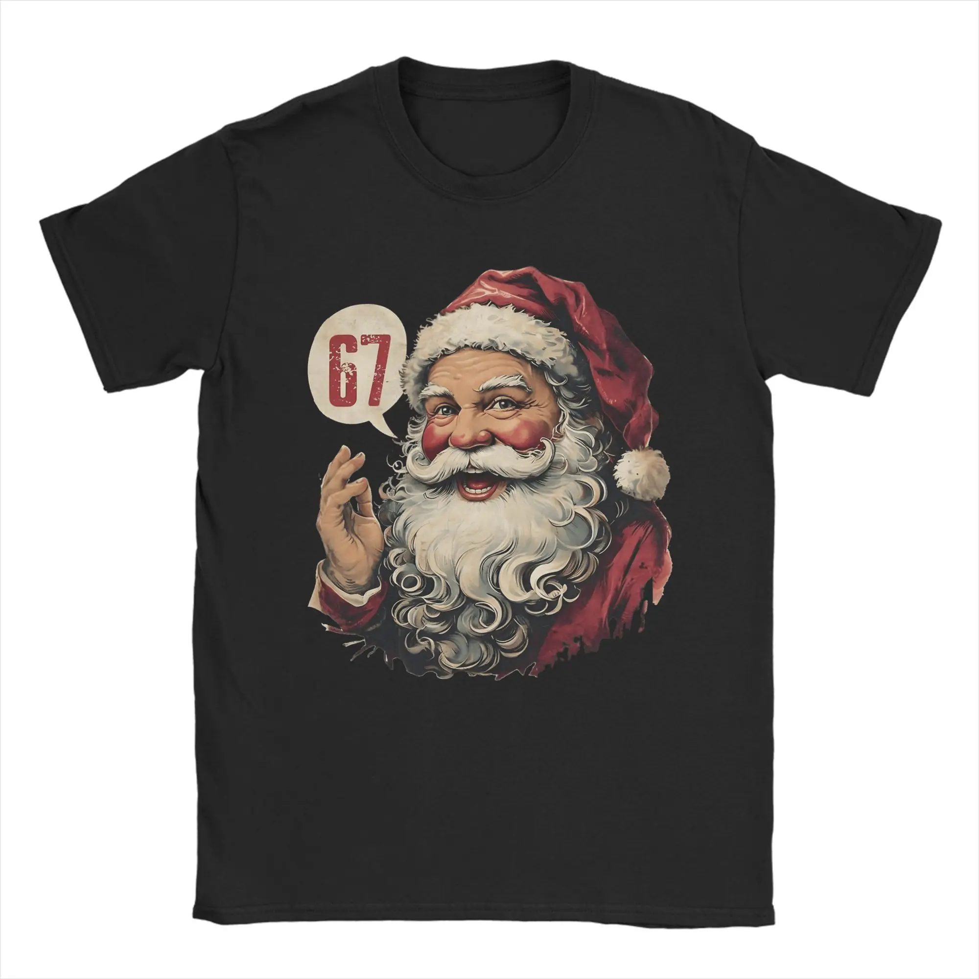 

67 Christmas Six Seven Funny Meme Brainrot Santa Claus T-Shirt Men Creative Cotton Tee Shirt Round Neck Short Sleeve T Shirts