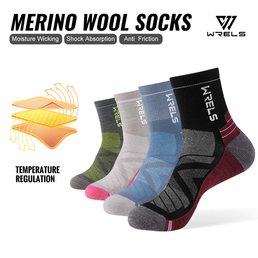 WRELS 1/2/3pairs Merino Wool Socks Thermal Warm Winter High Elastic Thick Hiking Socks Moisture Absorption Wool Sports Socks