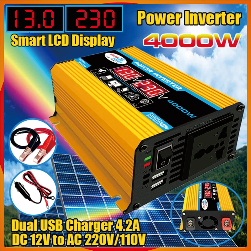 Solar Panel Inverter 4000W 110V-220V Solar 18W Controller LED Display Screen Solar Power Generation Intelligent Charging Board
