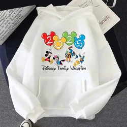 Mickey Mouse Family Trip Printed Hoodie 2025 Disney Women's Pullover Tops Fashion Sweatshirt Autumn Winter Streetwear Clothes