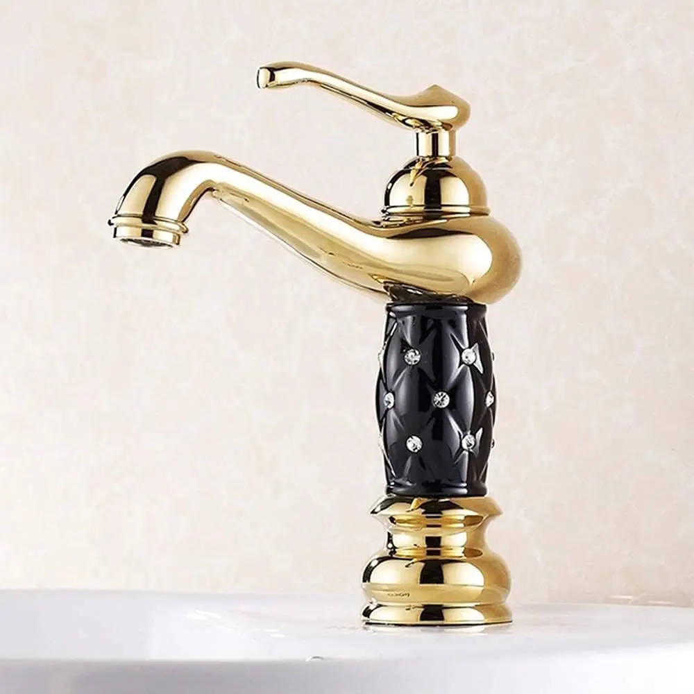 Solid Brass Diamond Bathroom Faucet Taps Hot Cold Single Handle Washbasin Mixer Faucet Mono Hole Basin Faucet