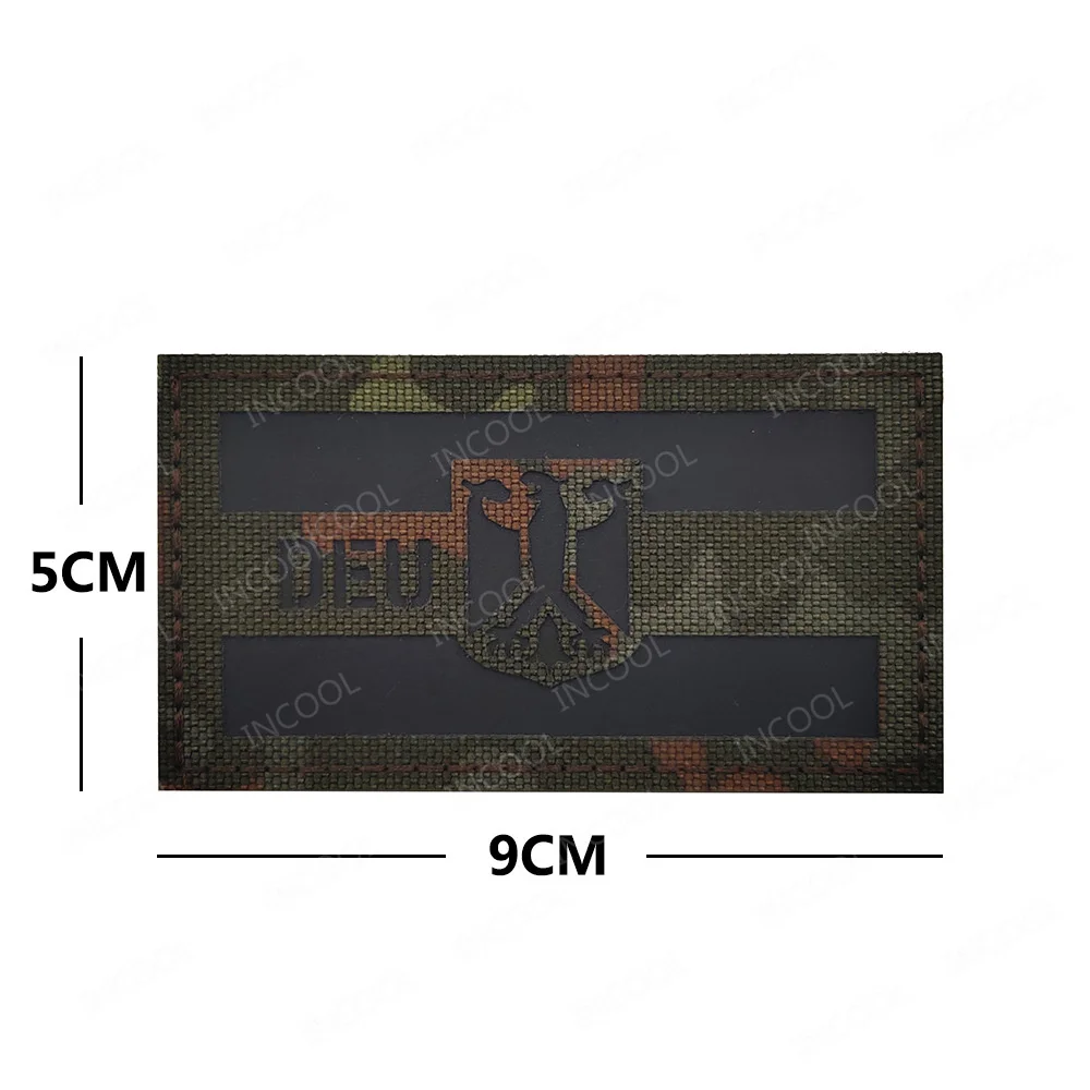 Deutschland-Flagge, bestickt, DEU, reflektierender Infrarot-IR-Patch, Deutschland, deutsches Armband, PVC-Gummi-Abzeichen, Applikationen für Mütze, Rucksack
