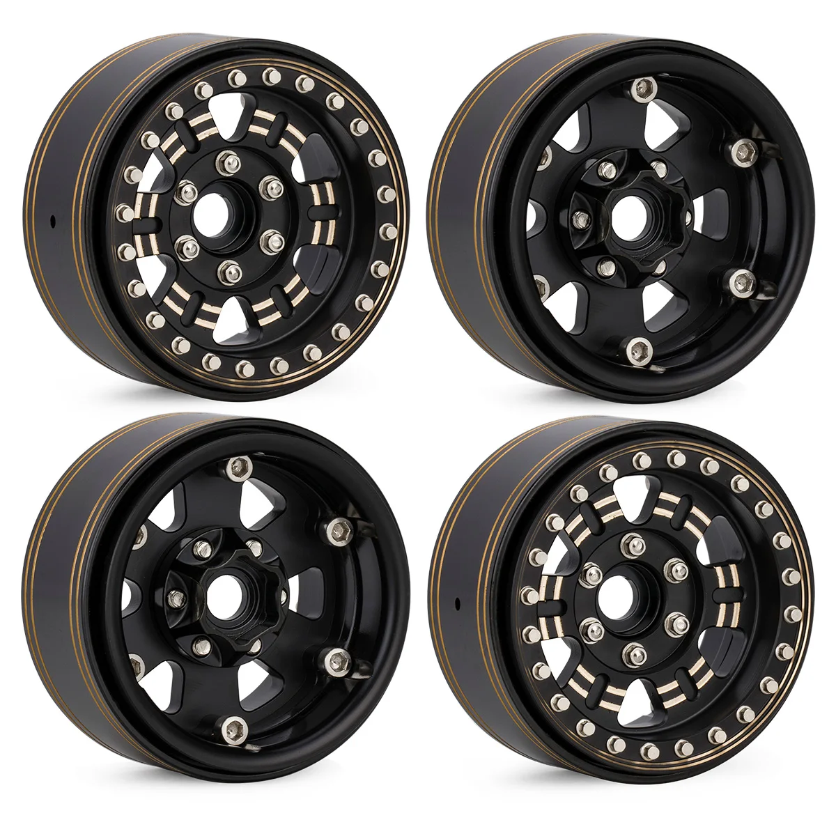 

Heavy Brass 1.9 Inch Beadlock Wheel Rims 959g for 1/10 RC Crawler Car TRX4 Capra SCX10 D90 Gen8 CC01