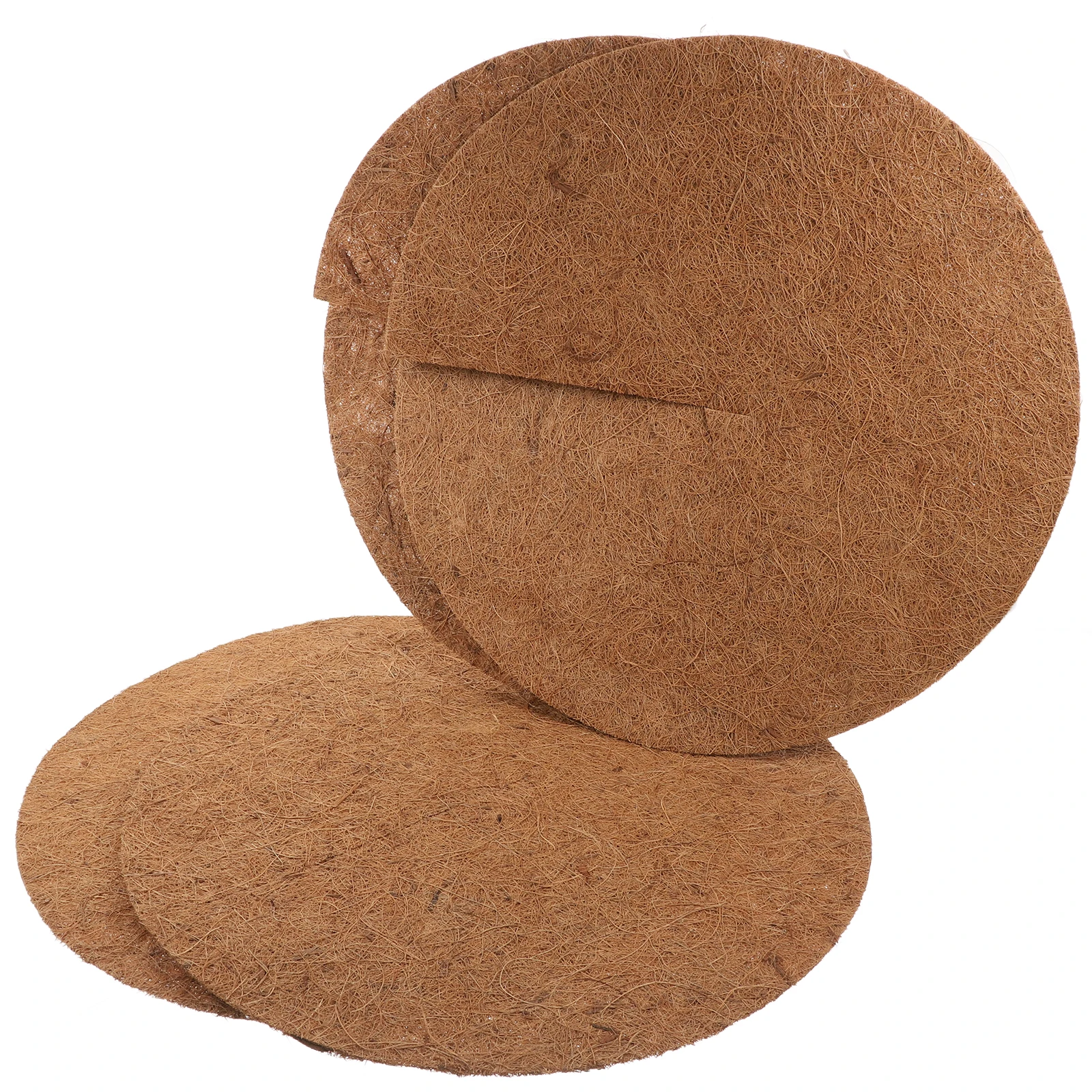

4pcs Coconut Fiber Mats 40CM Light Brown Reusable Prevention Durable Planter Setup Tree Mulch Ring Liners Trough