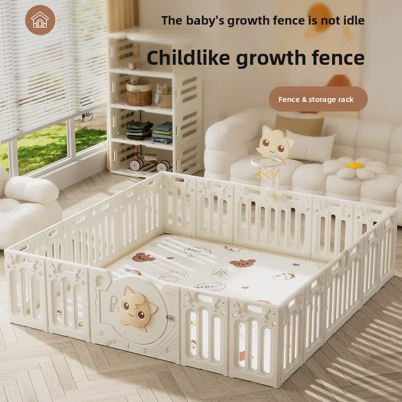 

Baby Playpen with Mat, Safety Play Yard Indoor Outdoor, Kids Activity Center with Anti-Slip Crawling Mat, Folding Gate Playpen