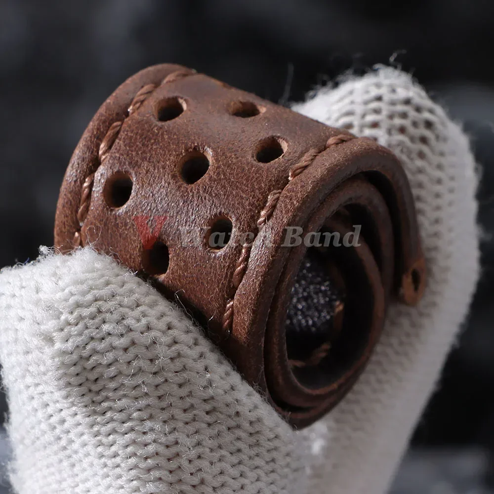 خمر حزام من الجلد الطبيعي 18 20 22 مللي متر الرجال النساء تنفس سوار العالمي جلد البقر حزام (استيك) ساعة اكسسوارات الرياضة حزام المعصم