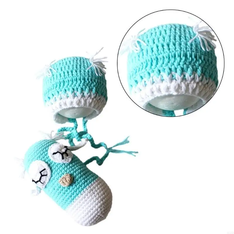 

Q22D Crochet Baby Owl Hat & Doll Set Set Baby Photography Prop для девочек для мальчиков