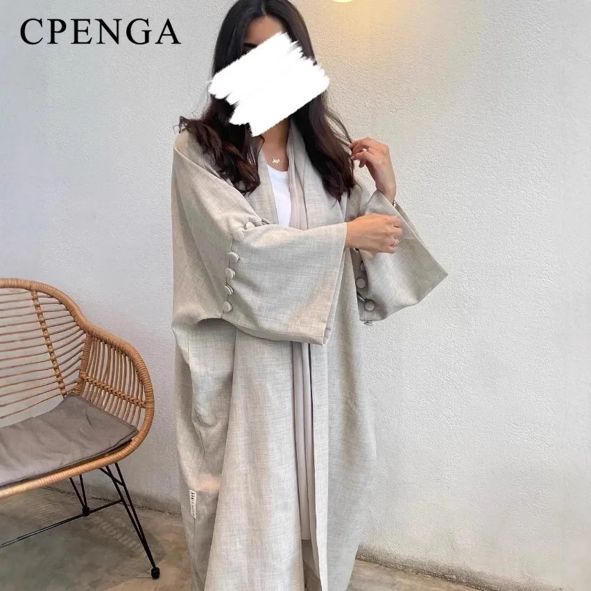 2025 Arabo Musulmano Donne Cardigan Modesto Elegante Dubai Pianura Abaya Vestito Islamico Del Partito Vestito di Modo Allentato Turchia Caftano Veste