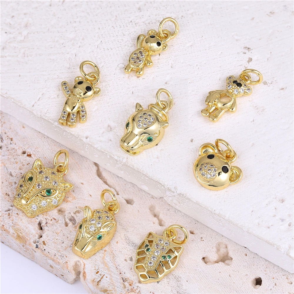 Juya New Fashion Animals Gold Plated Pendant Base Fit Making Personality Trend Micro-inlaid Zircon Jewelry Accessories Wholesale