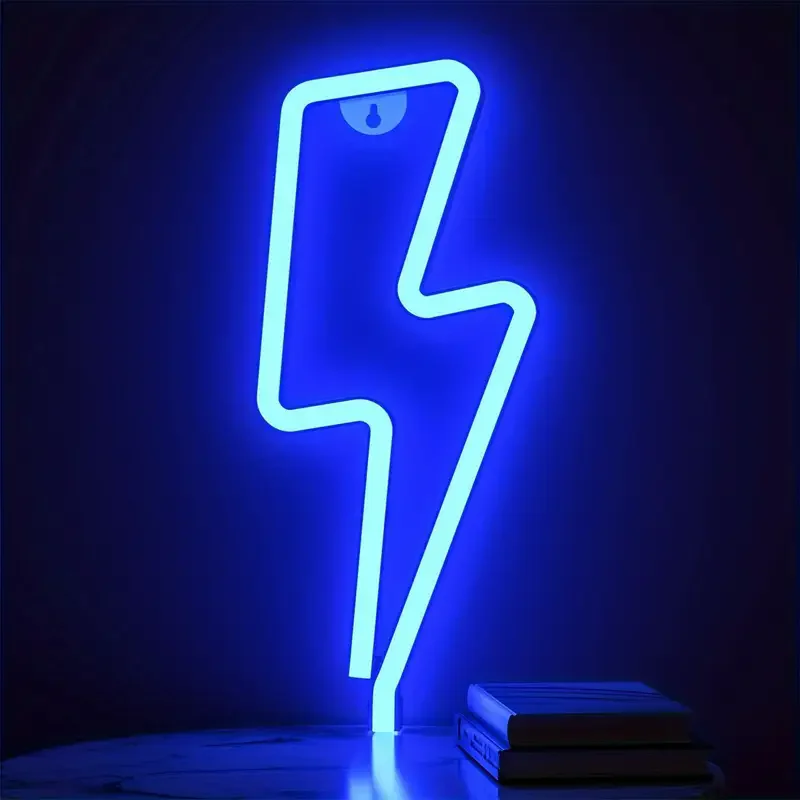 Lightning Bolt LED Neon Sign USB/Battery Powered LED Light for Bedroom Room Decoration Gift Night Light Decoration