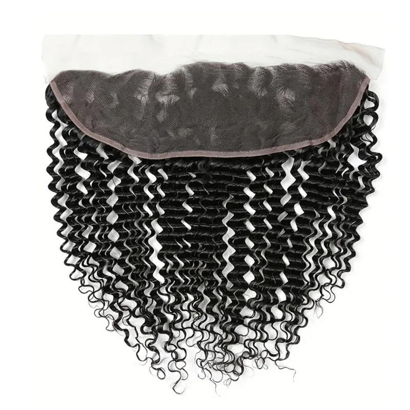 ディープウェーブ 13x4 透明レースフロント 100%未加工インド産バージンヘア フリーパートレース ナチュラルブラックカラー フルエンド
