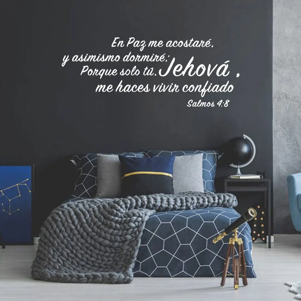 1pc Fashion Spain Frase Vinyl Stickers For Bedroom Decor Wall Decal Self adhesive Spanish Text Sticker Home Decor